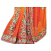 Stunning Embroidered Orange Colored Jacqurad Saree